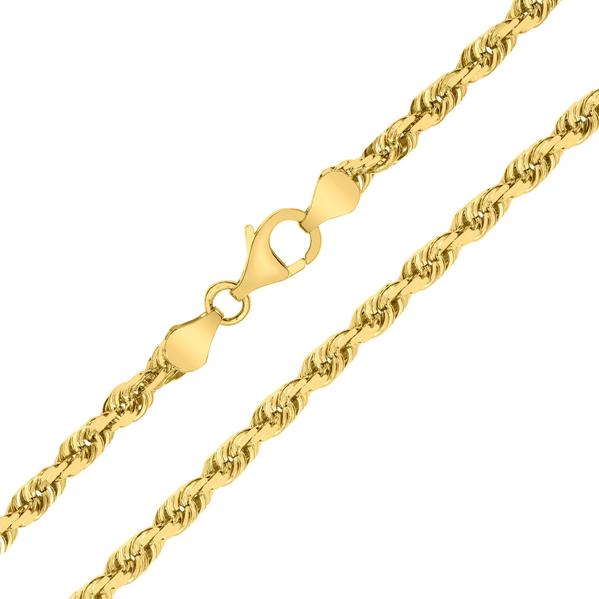 10K Yellow Gold 5Mm Classic Diamond Cut Rope Chain With Lobster Clasp - 20 Inch