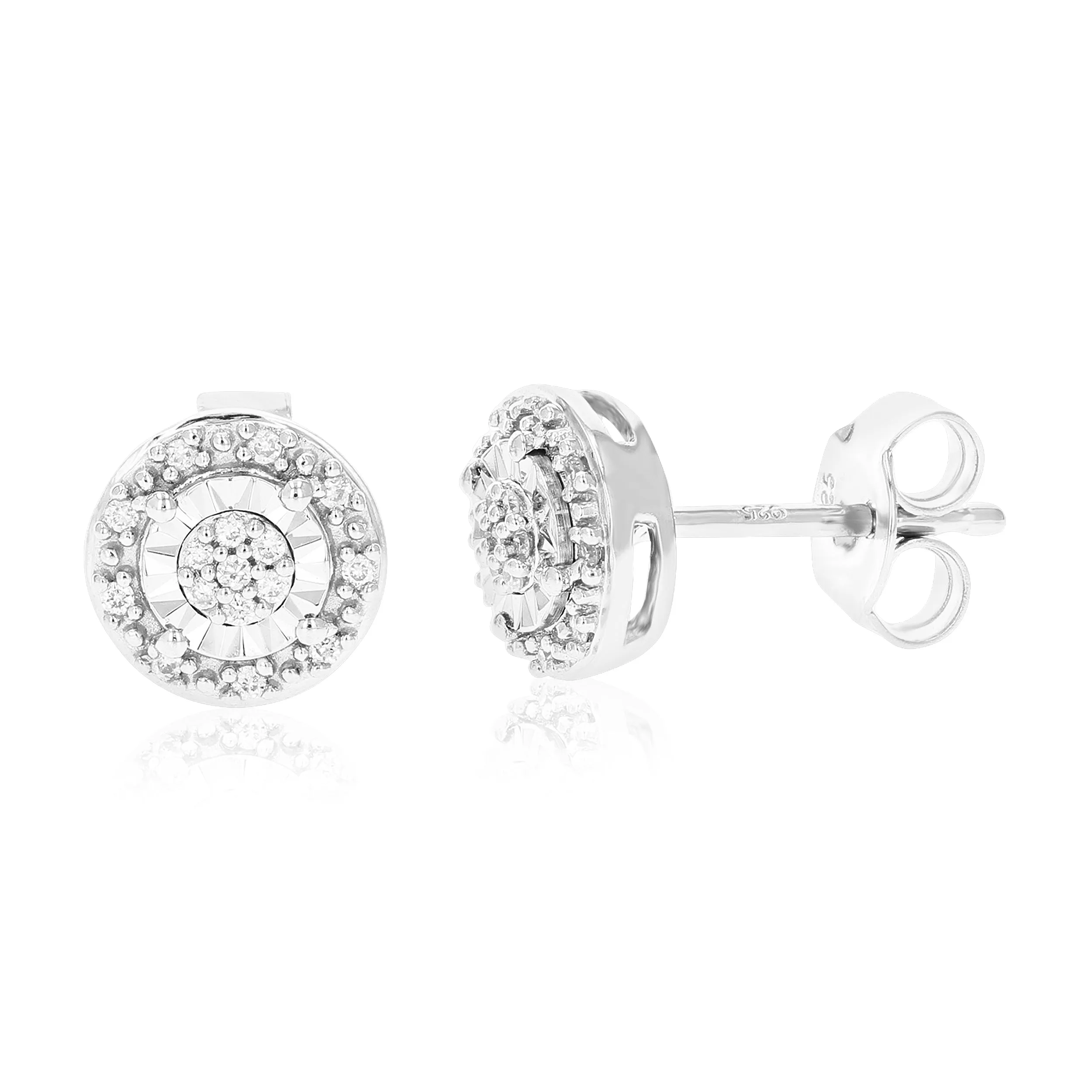 1/10 cttw Round Lab Grown Diamond Stud Earring .925 Sterling Silver Prong Set 1/4 Inch