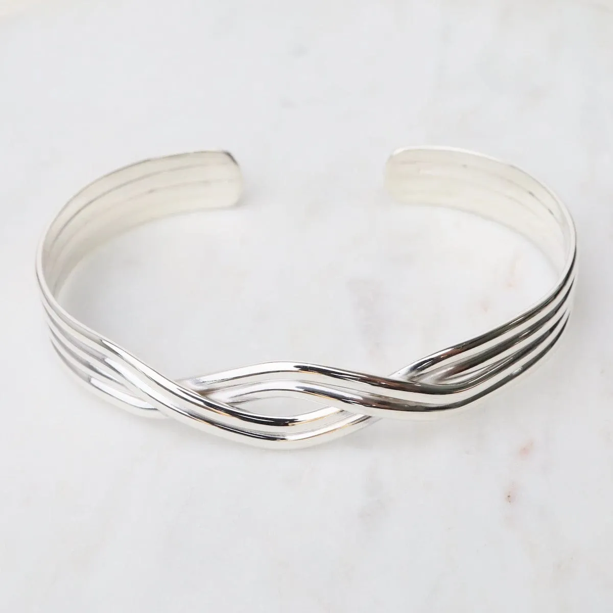 1/2" 4 Strand Overlapping Sterling Silver Cuff