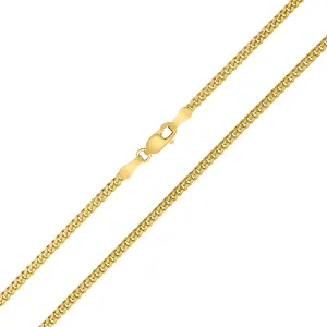 14K Yellow Gold 2Mm Shiny Diamond Cut Gormette Chain With Lobster Clasp - 22 Inch