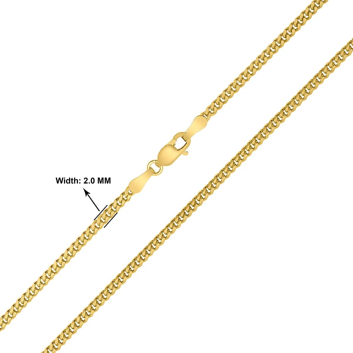 14K Yellow Gold 2Mm Shiny Diamond Cut Gormette Chain With Lobster Clasp - 22 Inch