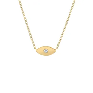 14KT GOLD DIAMOND SHINY EVIL EYE NECKLACE