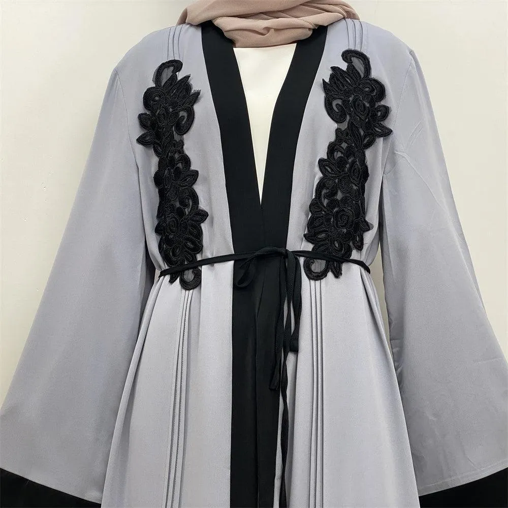 1584# Nida Fabric Simple Elegant Turkey Black Embroidered Abaya