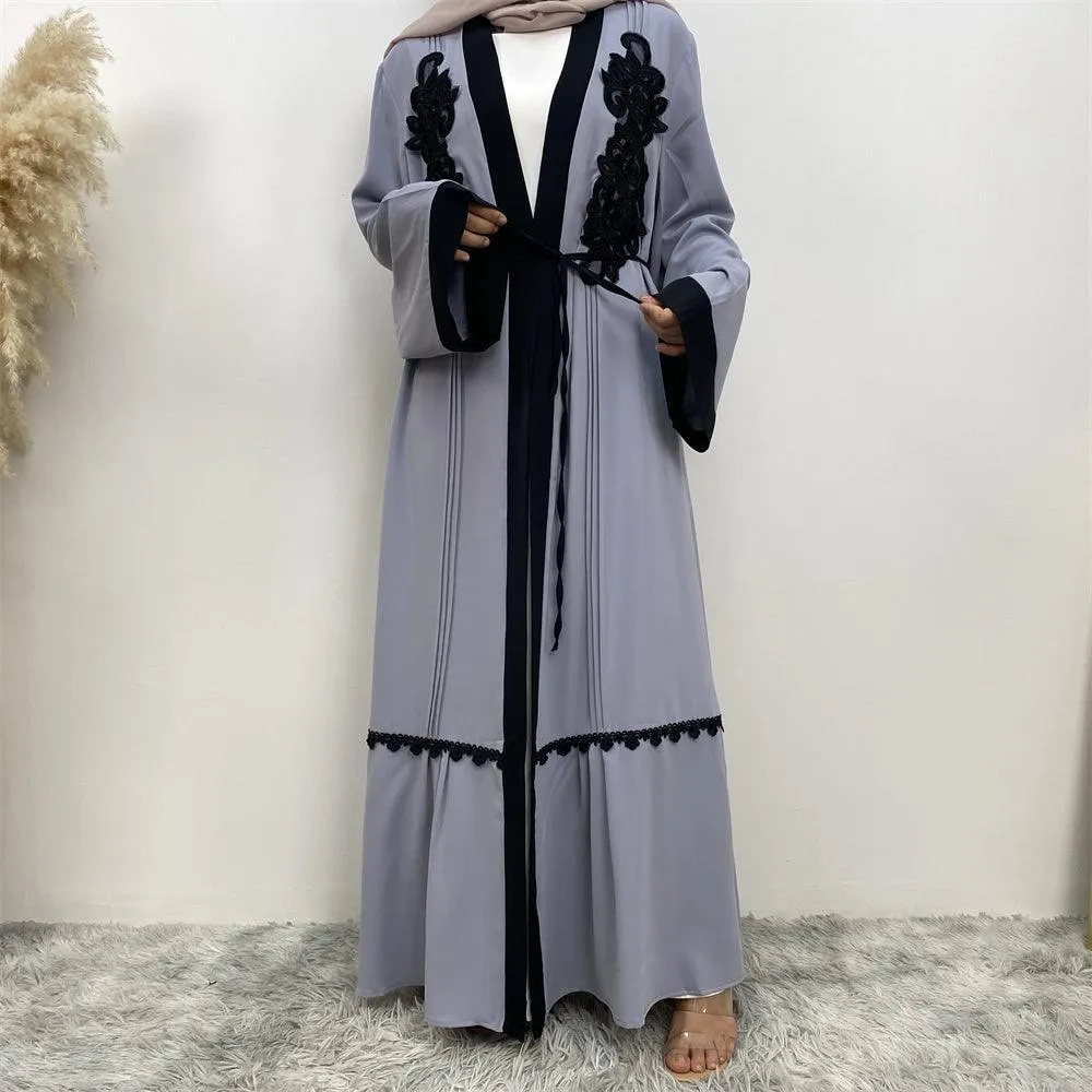 1584# Nida Fabric Simple Elegant Turkey Black Embroidered Abaya