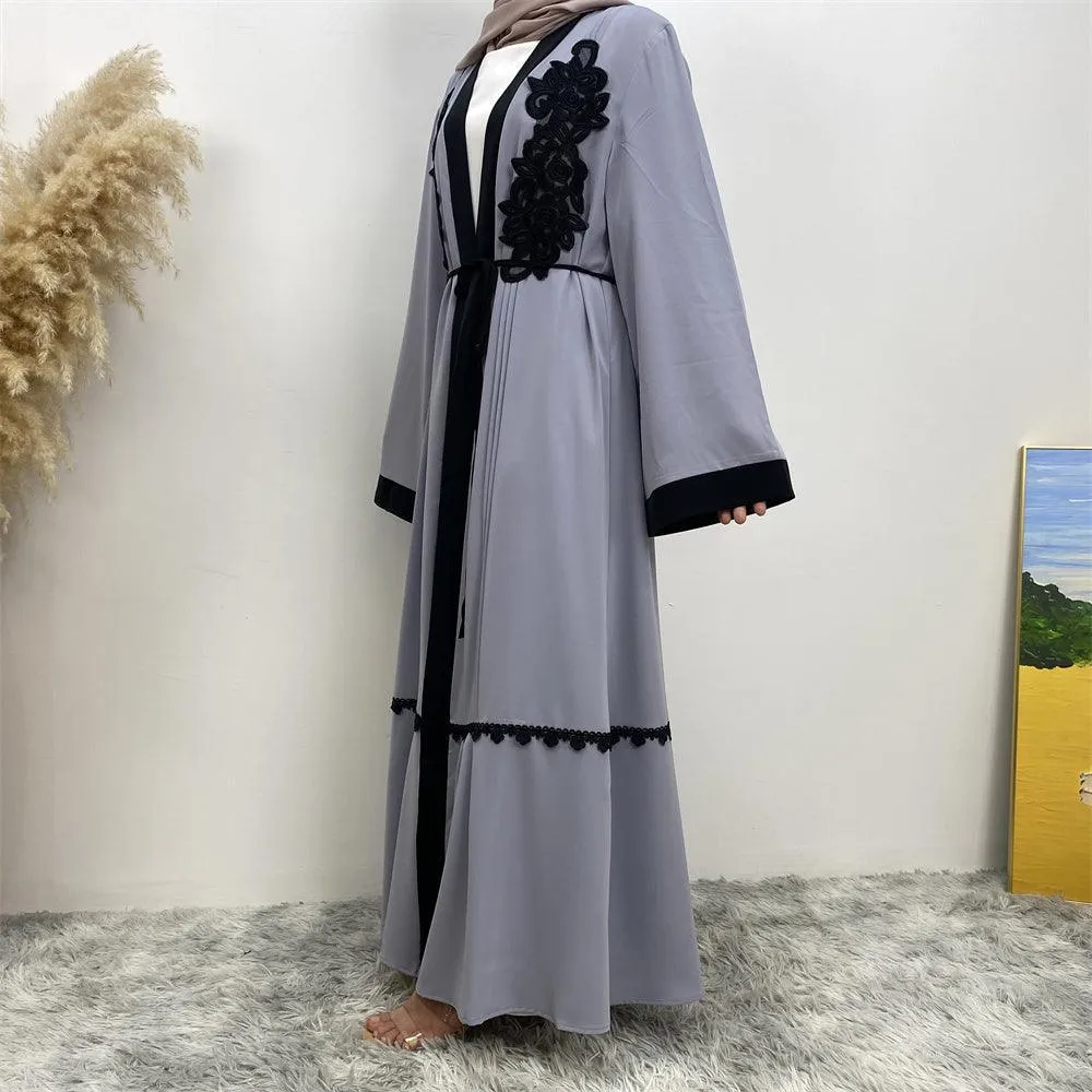 1584# Nida Fabric Simple Elegant Turkey Black Embroidered Abaya