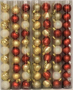 30MM Mini Shatterproof Textured Ball Ornaments (Set of 10) (Gold/Red/White)