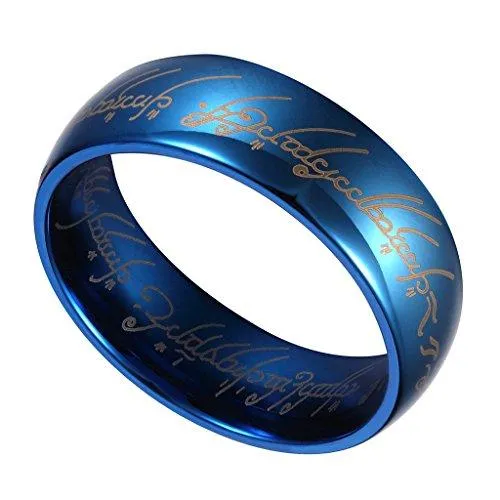 6MM Men's Tungsten Wedding Ring with Laser Pattern Blue