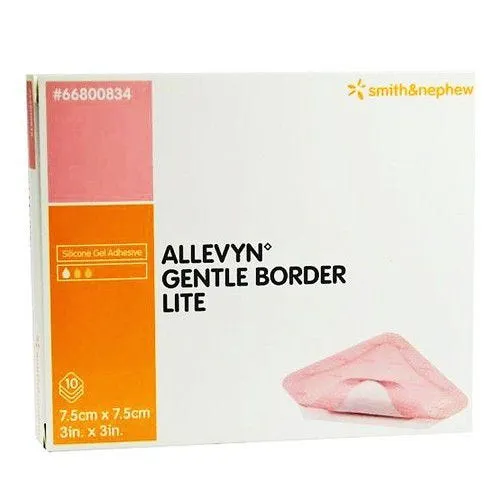 Allevyn Gentle Border Lite Smith & Nephew Silicone Hydrocellular Foam Dressing: 3" x 3" , Sterile, 10 Count Pink