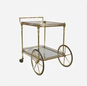 An Antique Brass and Glass Trolley