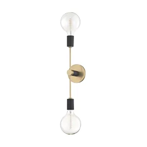 Asrid 2 Lights Armed Sconce Brass & Black Finish