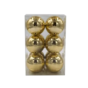 Bauble Shiny Gold 70mm - 12 Pack