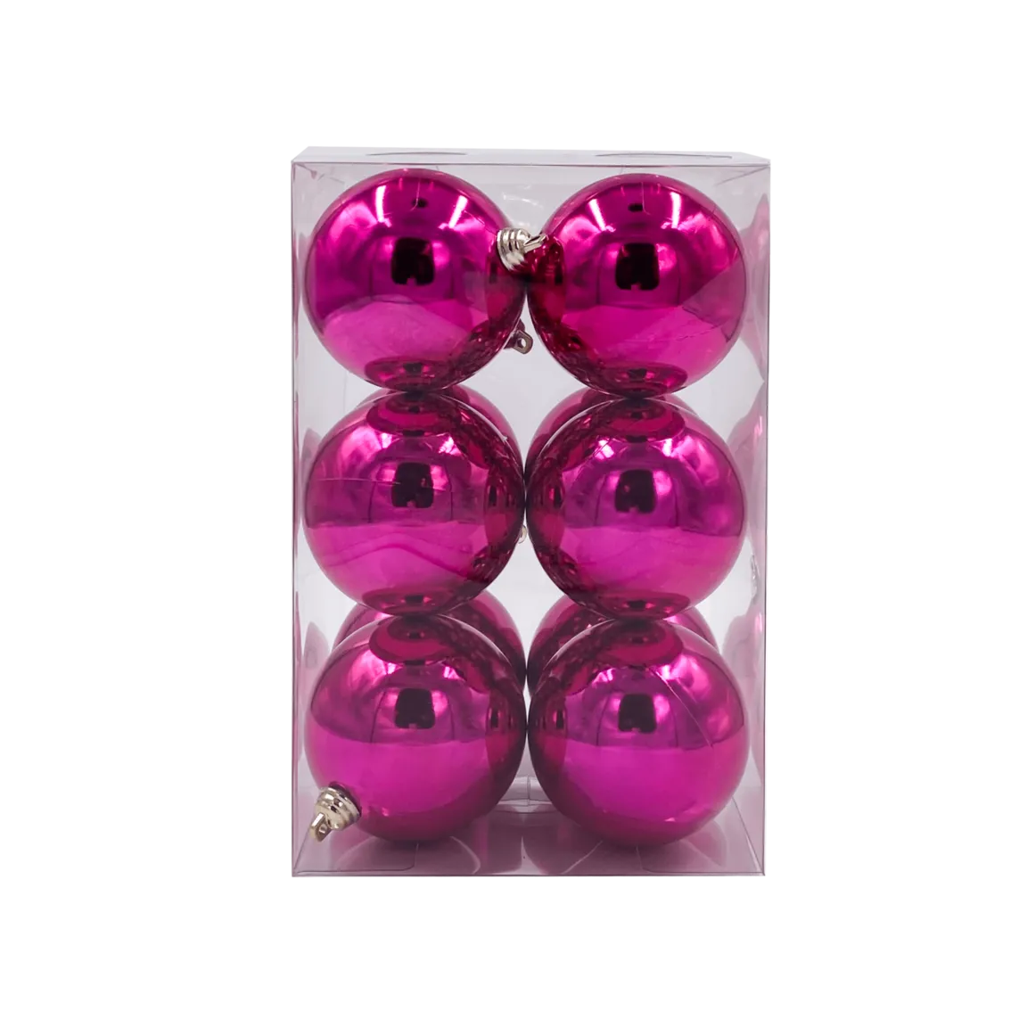 Bauble Shiny Pink 70mm - 12 Pack