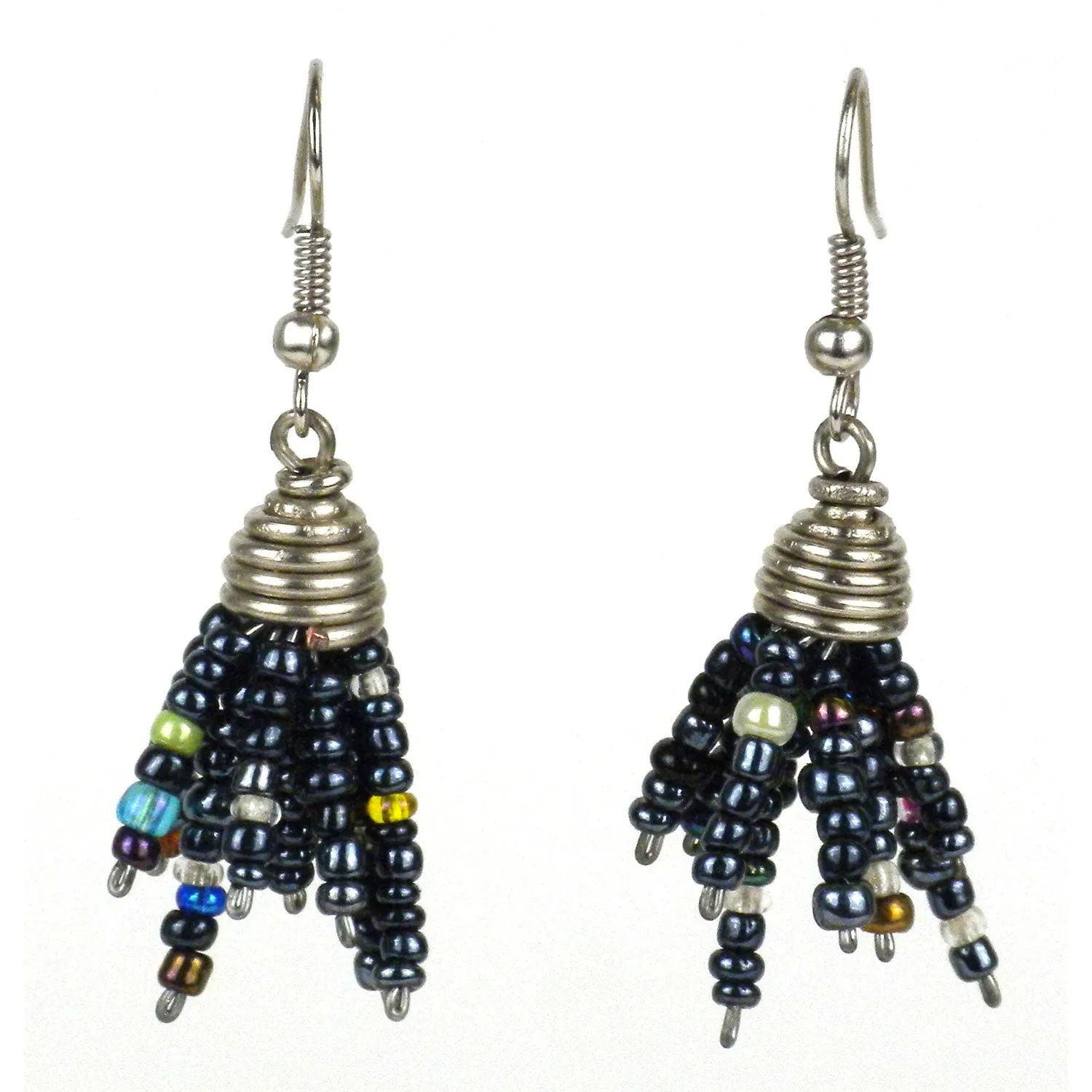 Blue Maasai Beaded Spike Earrings Zakali Creations