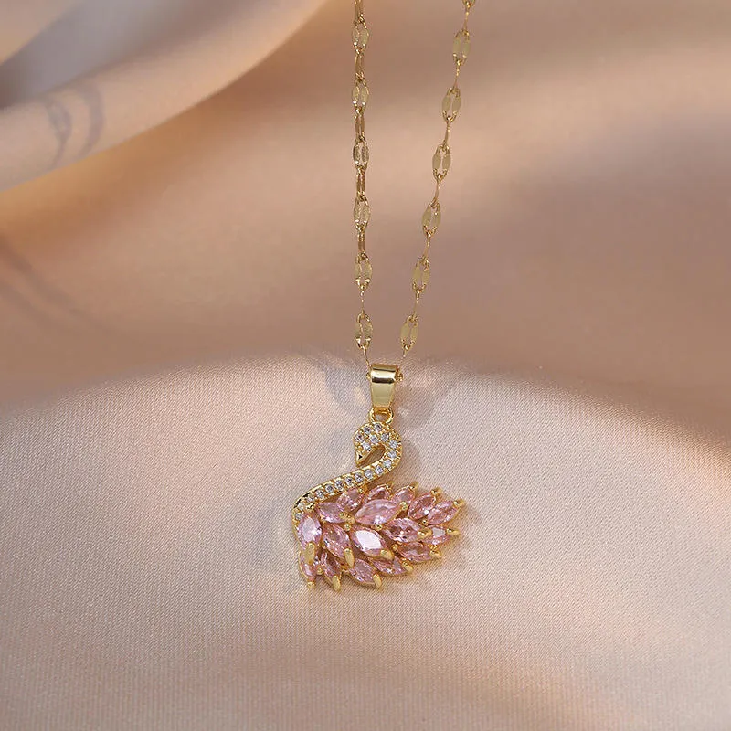 Charming Swan With Golden Shine Necklace