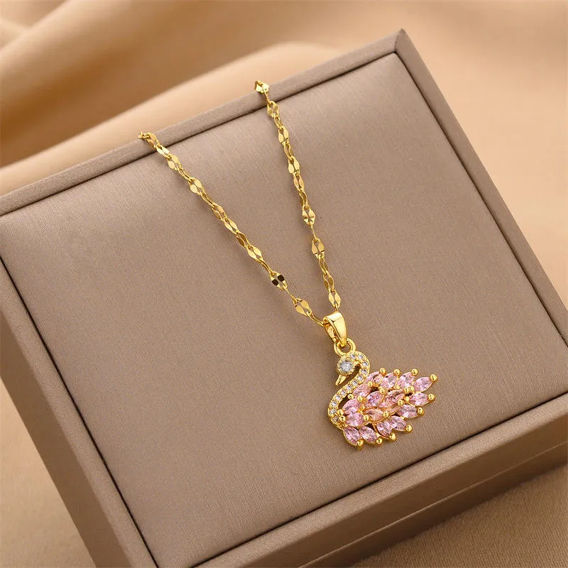 Charming Swan With Golden Shine Necklace