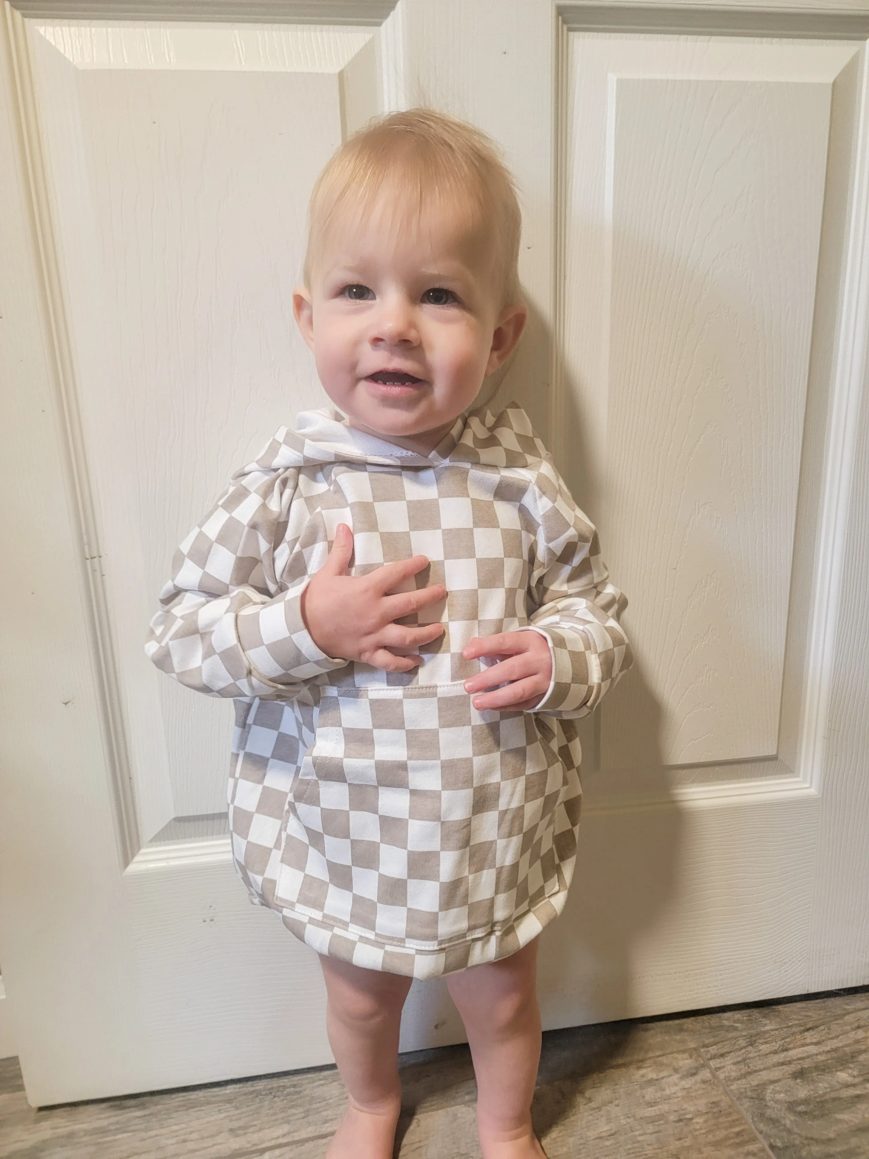 Checkered Hoodie Romper