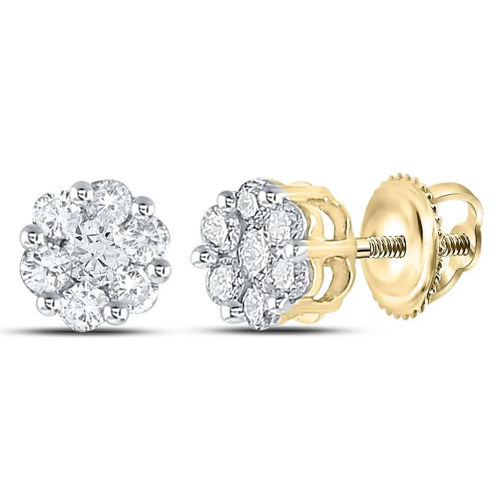 Cluster Diamond Earrings .50cttw 14K Yellow Gold