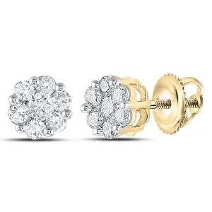 Cluster Diamond Earrings .50cttw 14K Yellow Gold