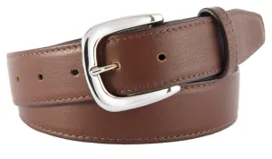 Coffee Brown Smooth Leather Belt, Hudson Buckle (Shiny Silver)