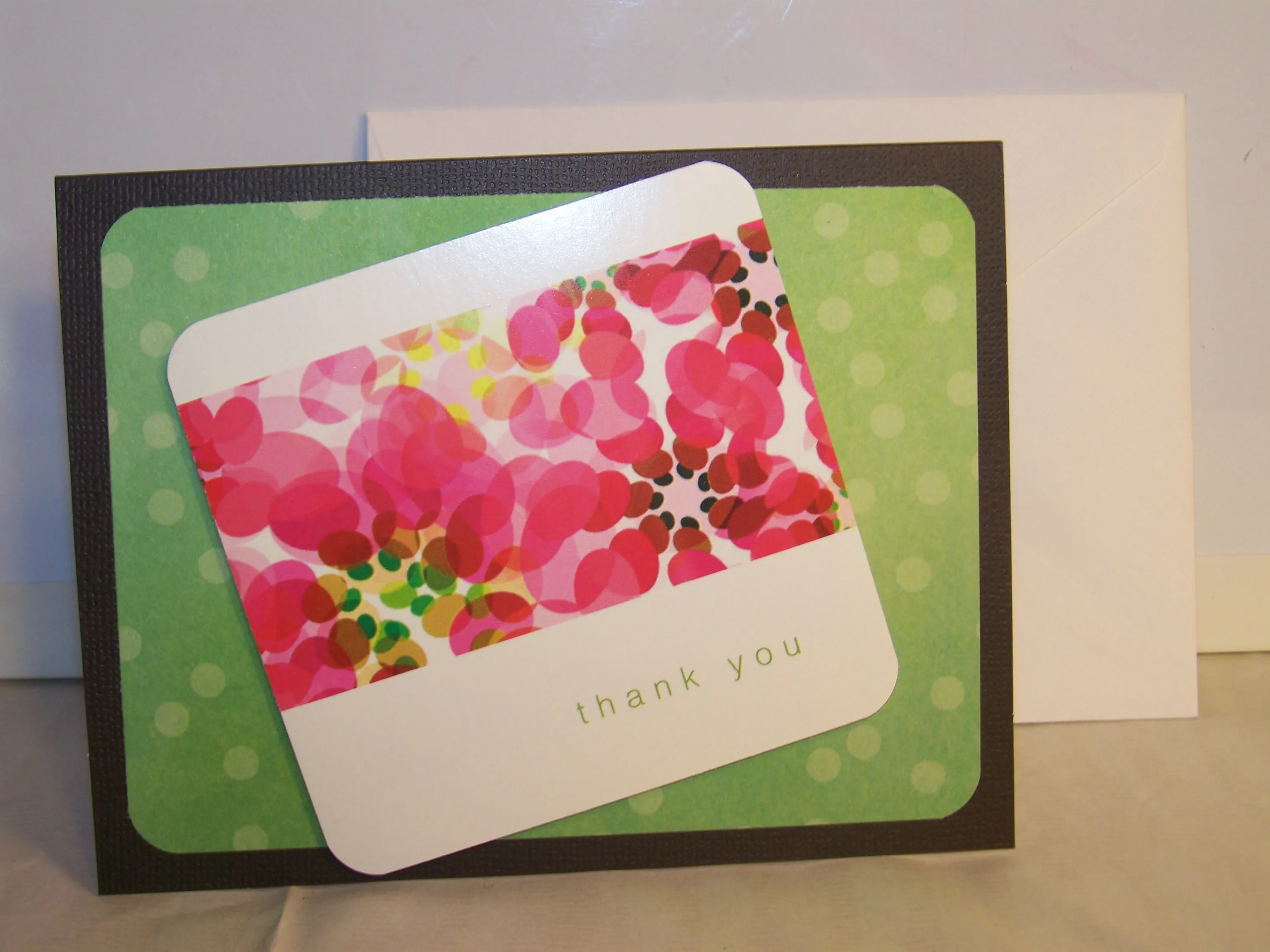 Colorful Flowers and Dots Thank You Card