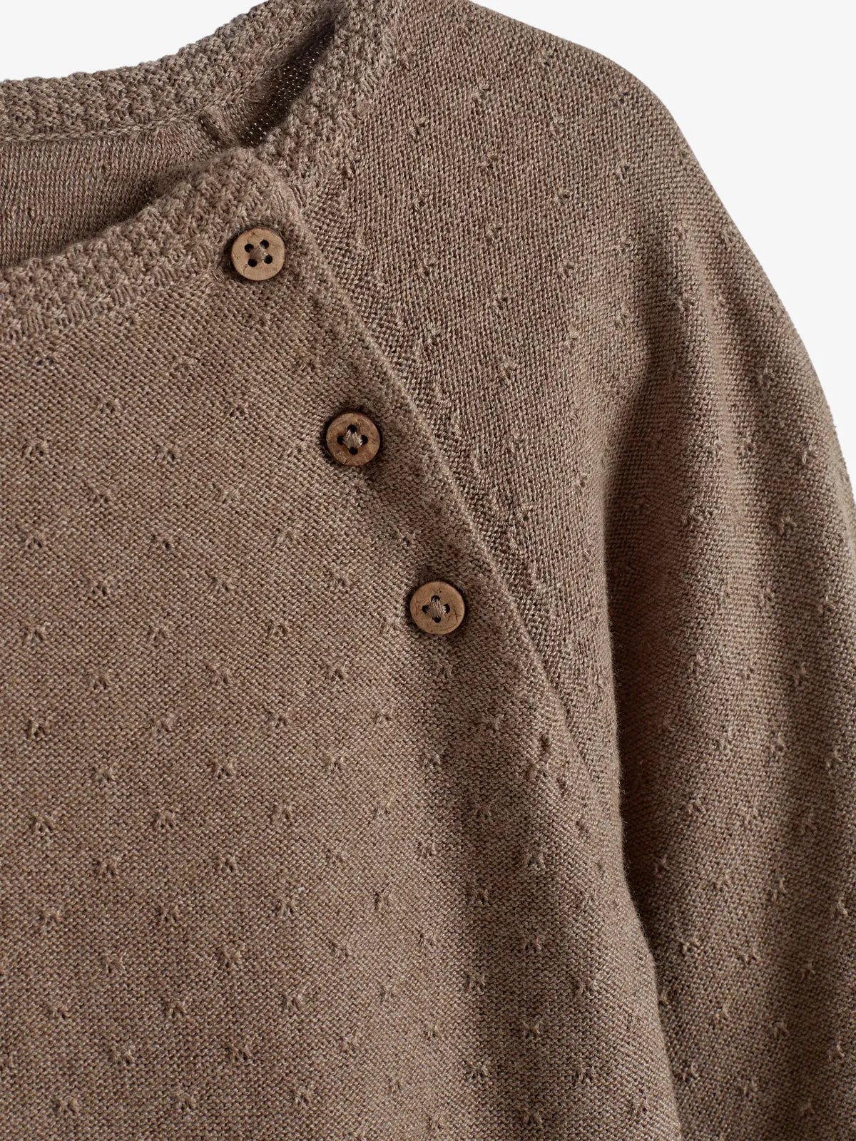 Cotton Knit Tunic - Kids - Brown Melange