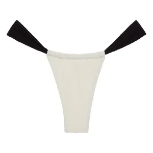 Cream (Black Binded) Terry Rib Sandra Bikini Bottom