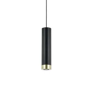 Dakota Black/Brass Matt Large Cylinder Pendant