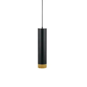 Dakota Black/Oak Large Cylinder Pendant