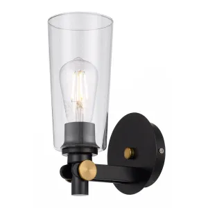 Delmar Black and Clear Industrial Modern Wall Light