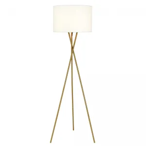 Denise Antique Gold with Ivory Shade Modern Tripod Floor Lamp