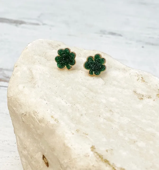 Druzy Clover Stud Earrings