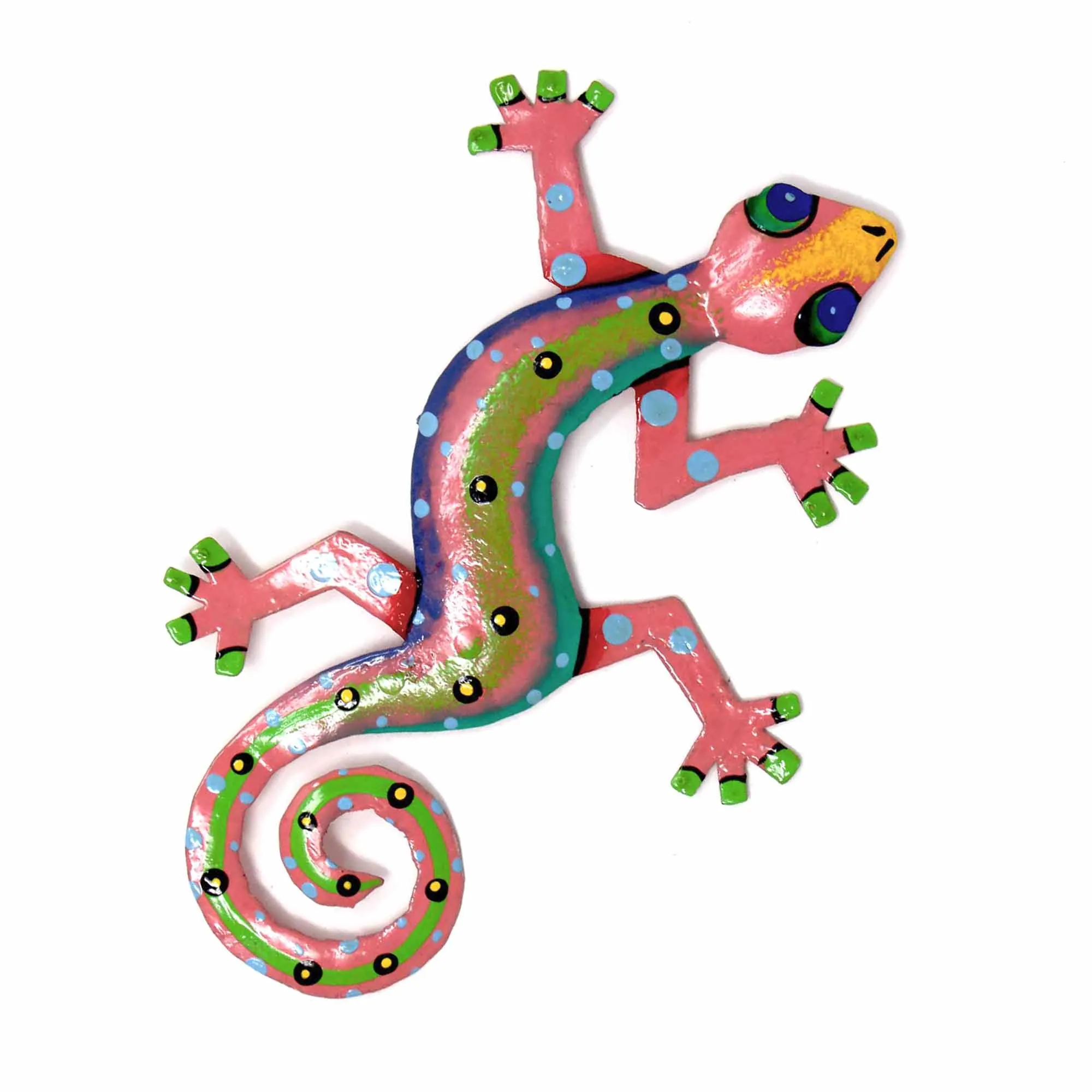 Eight Inch Pink Metal Gecko Caribbean Craft