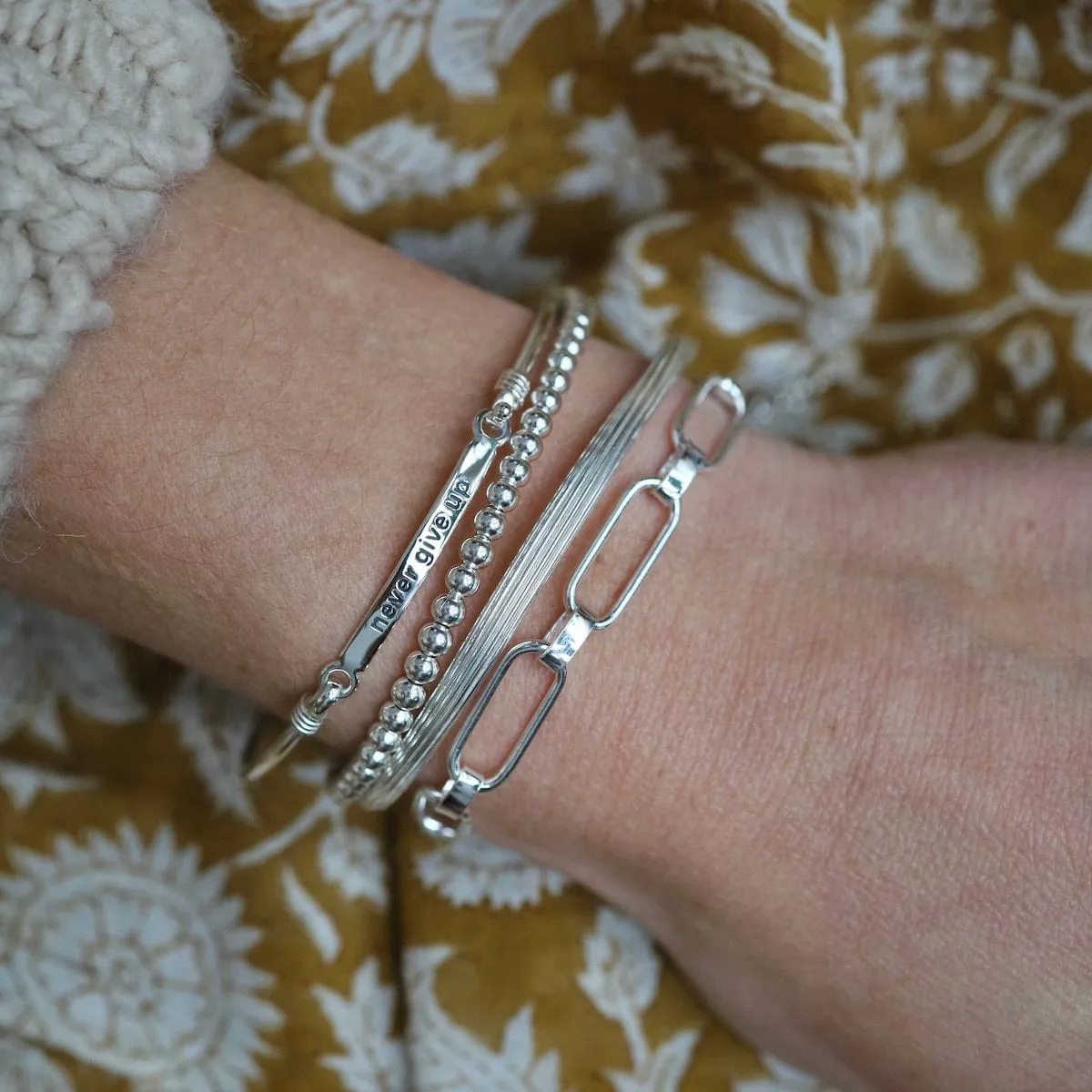 Elephant Hair Inspired Cuff - Shiny Sterling Silver - 15 Lines