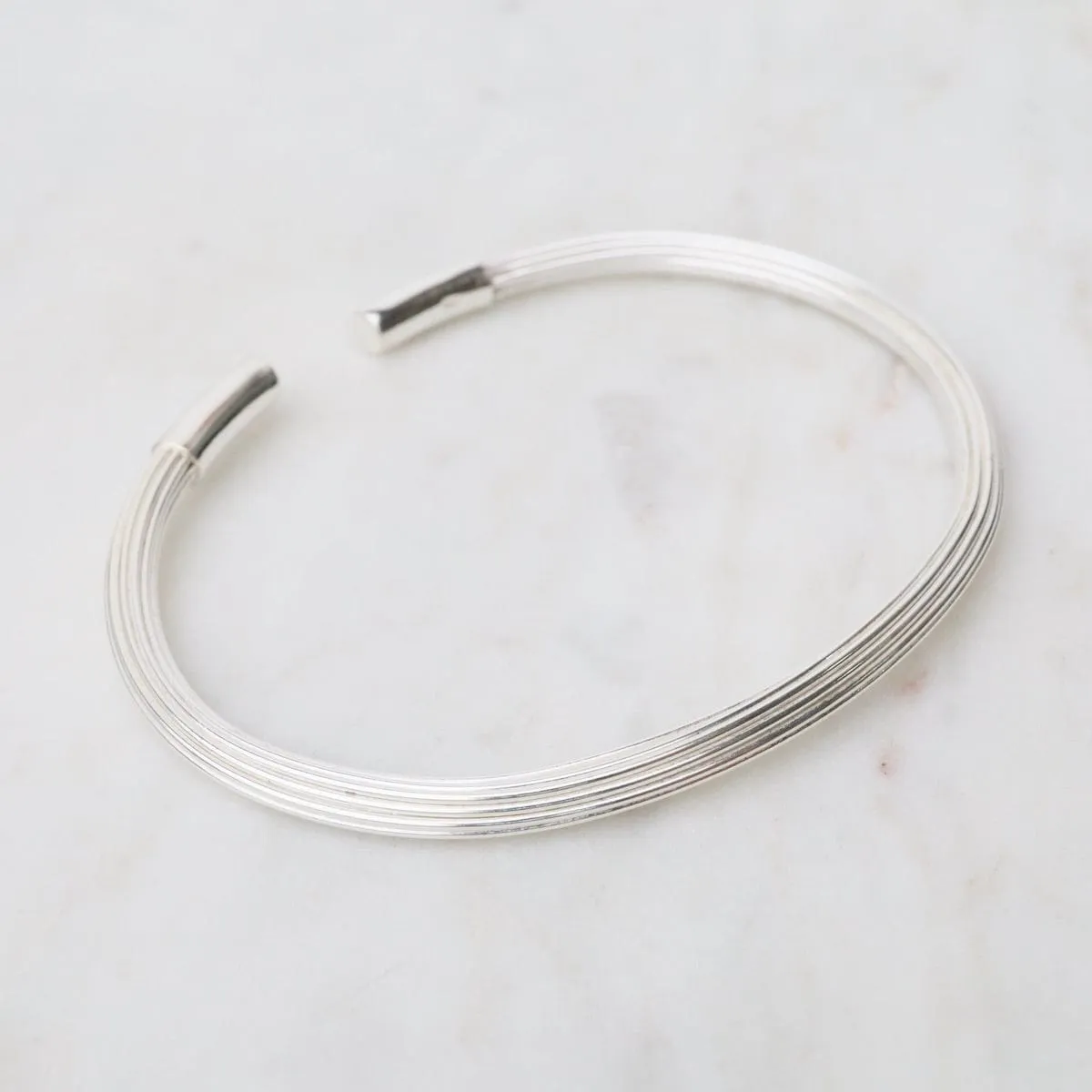 Elephant Hair Inspired Cuff - Shiny Sterling Silver - 15 Lines