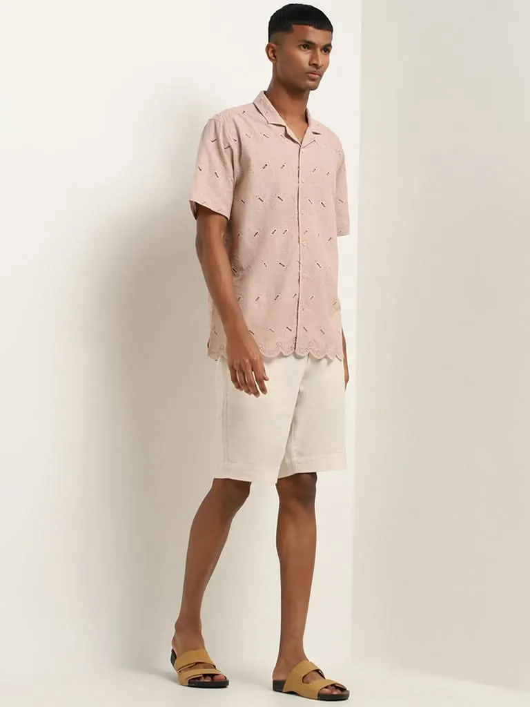 ETA Pink Schiffli Cotton Relaxed Fit Shirt