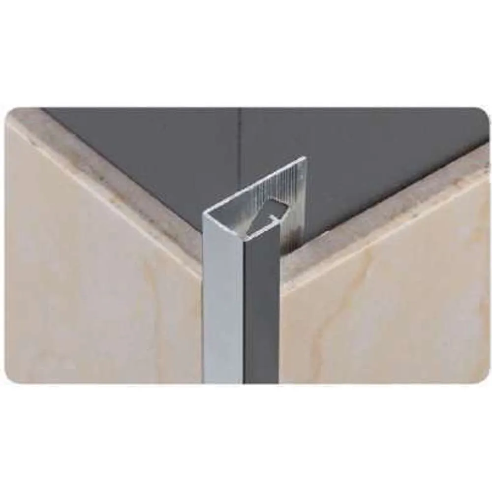 Evia Tile Trim 10mm x 2.5M Aluminium Square Edge Bright Silver