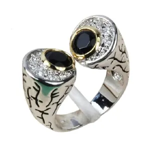 Fashion Retro Black Onyx Punk Ring - 925 Sterling Silver