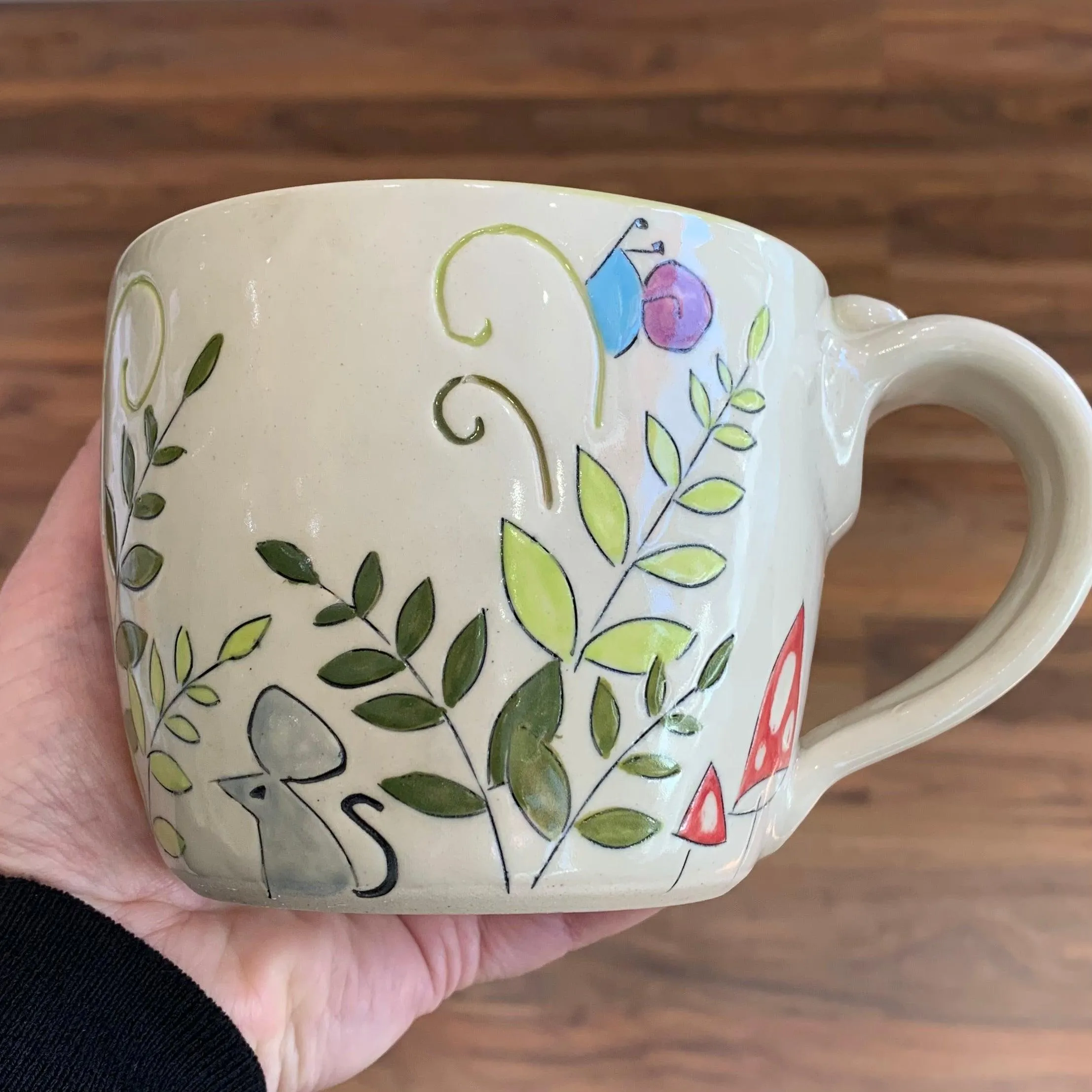 Foxes and Ferns Handmade Mug