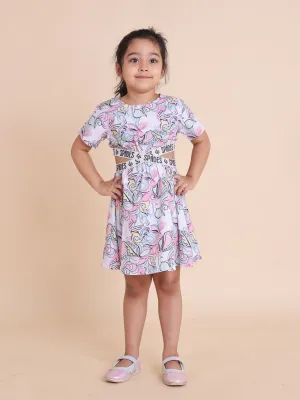 Girls Pink Stylish Cut Spades Dress