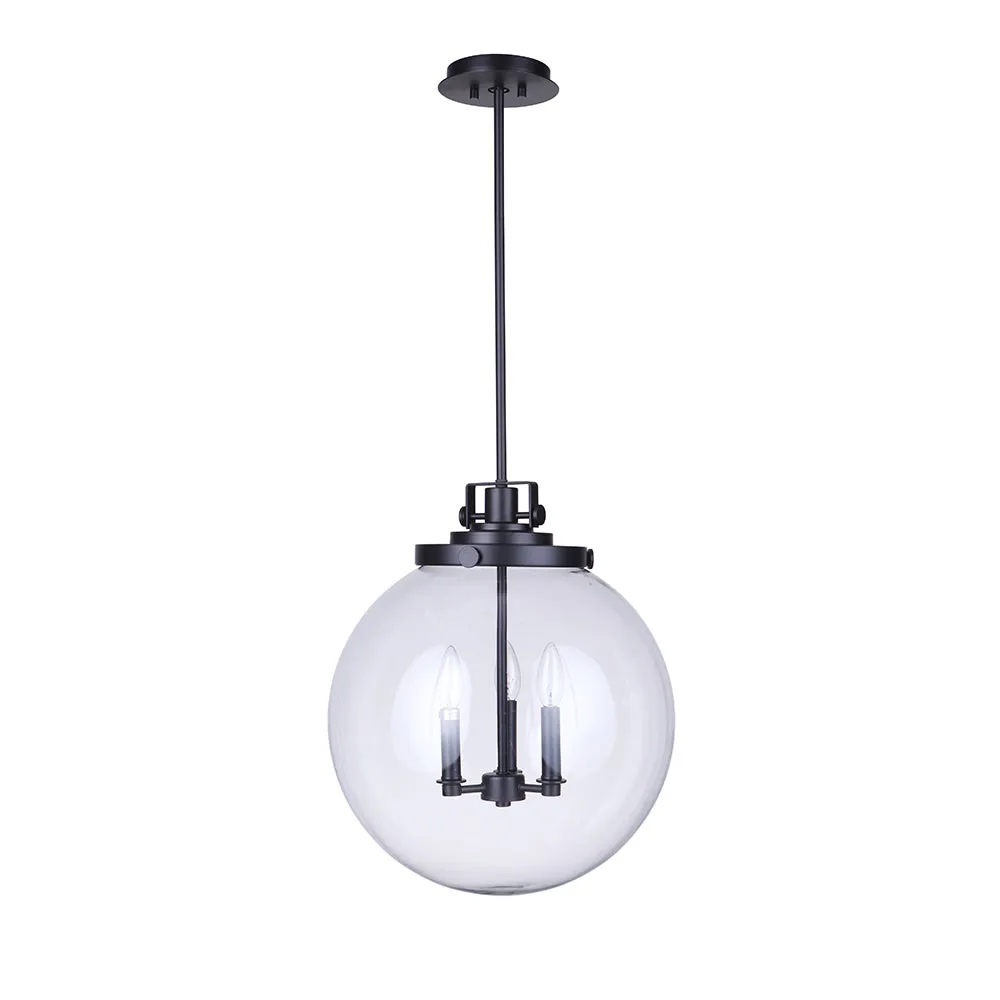 Globe 3 Light Pendant - Black