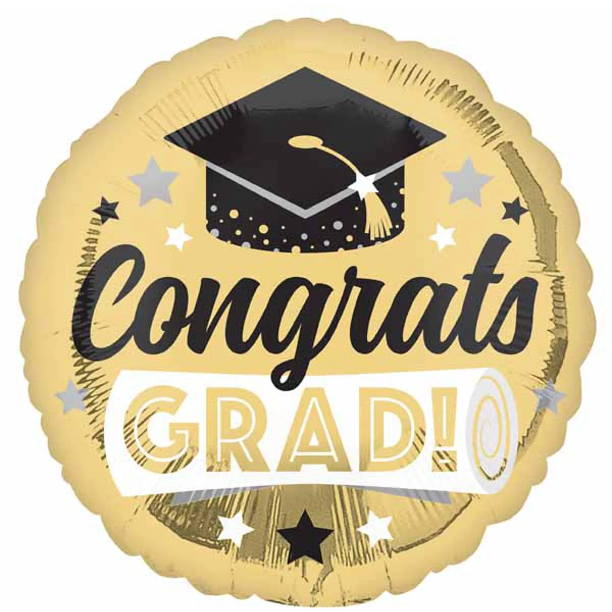 Golden Achievement 18" Congrats Grad Shiny Gold Foil Balloon (5/Pk)