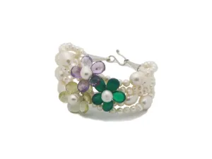 Handmade Amethyst - Jade - Citrine Freshwater Pearl Strand Bracelet