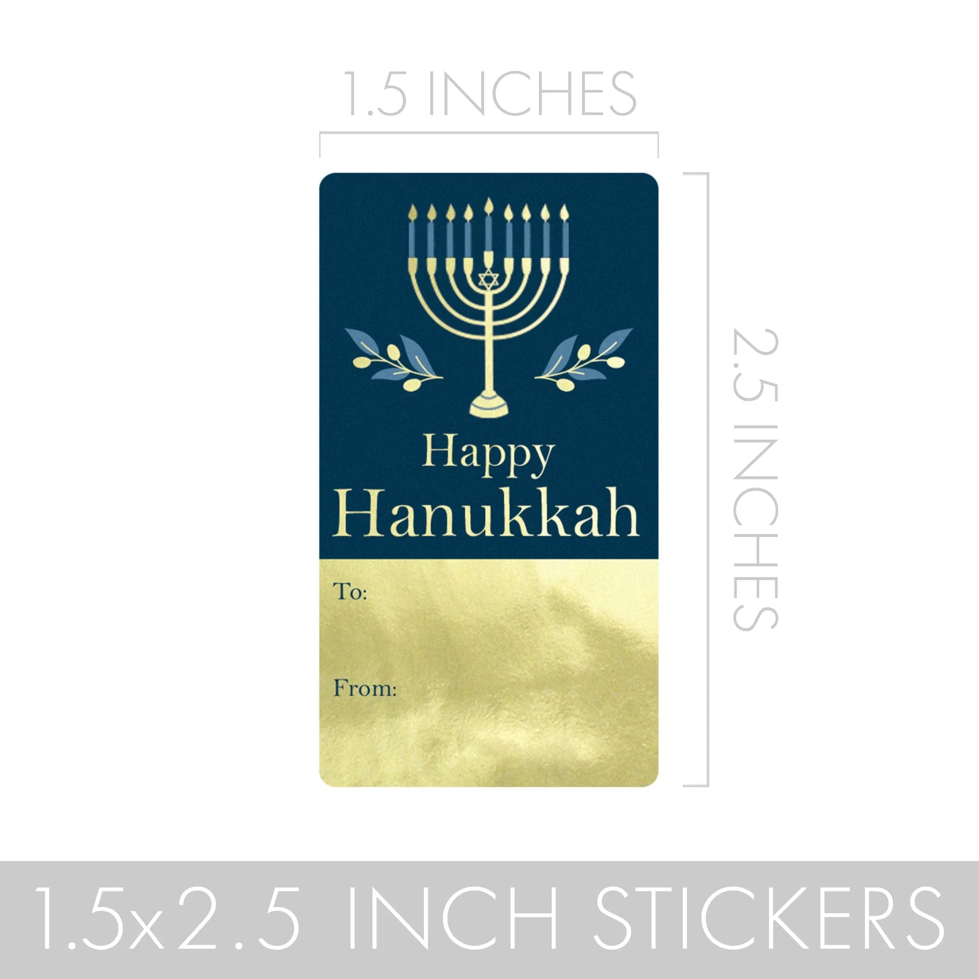 Hanukkah Gift Tag Stickers: Blue & Gold - 75 Stickers