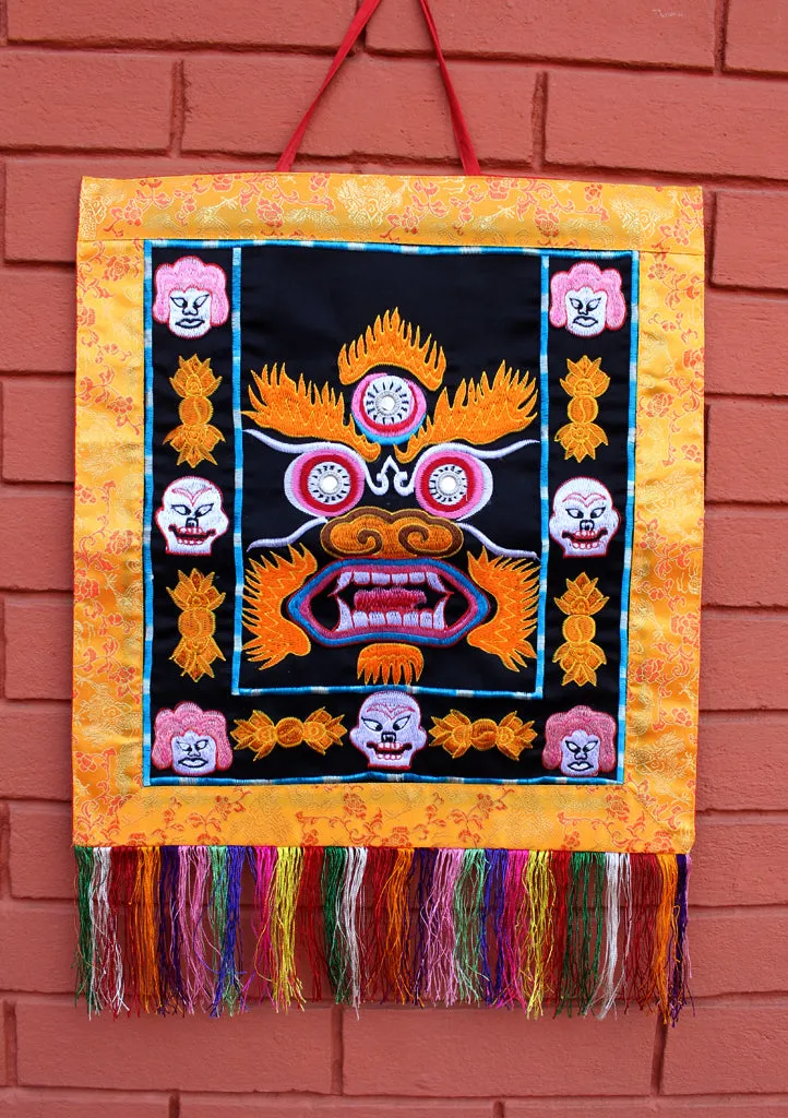 Heavy Embroidered Mahakala Wall Hanging Banner