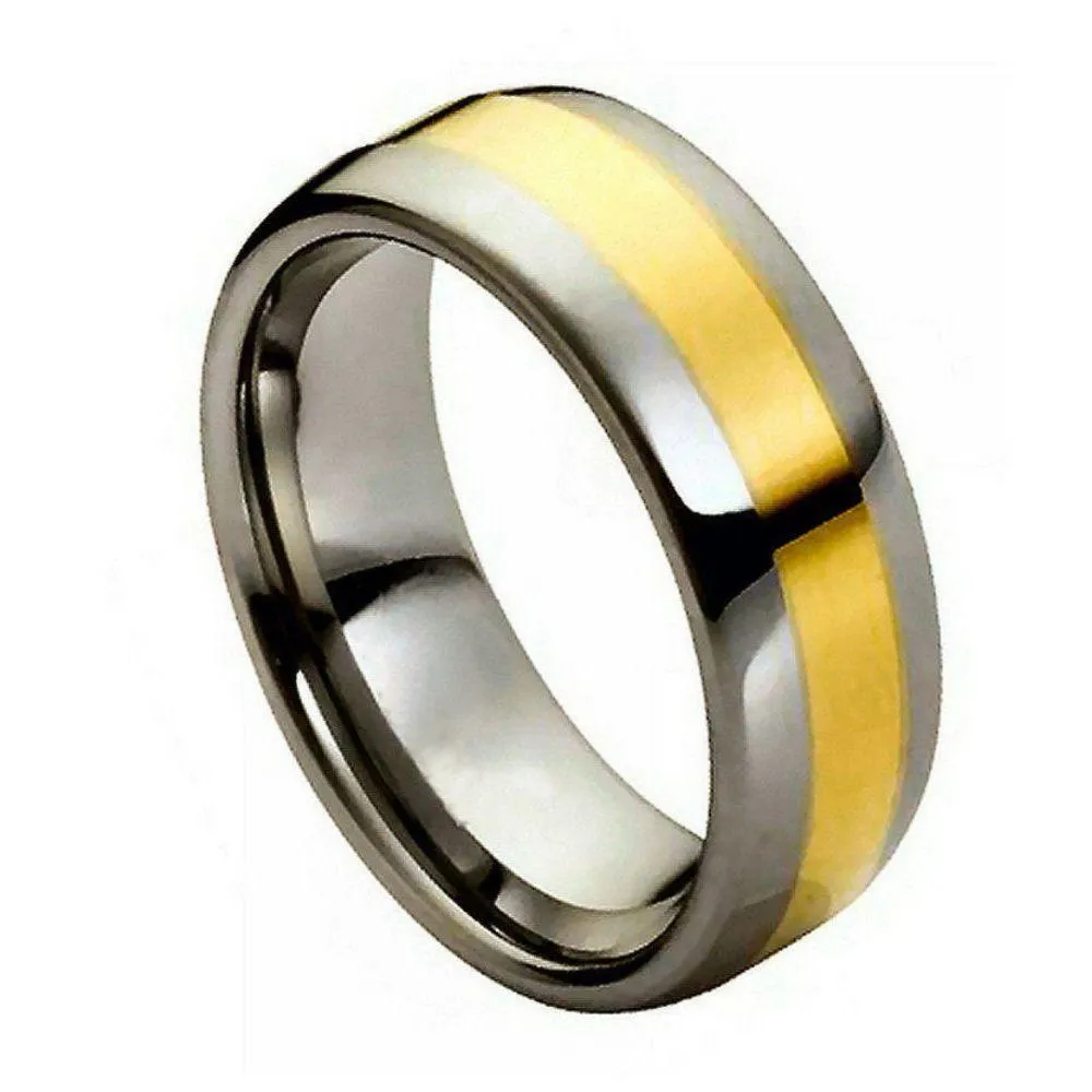 High Polished Yellow Gold IP Plated Shiny Center - 8mm