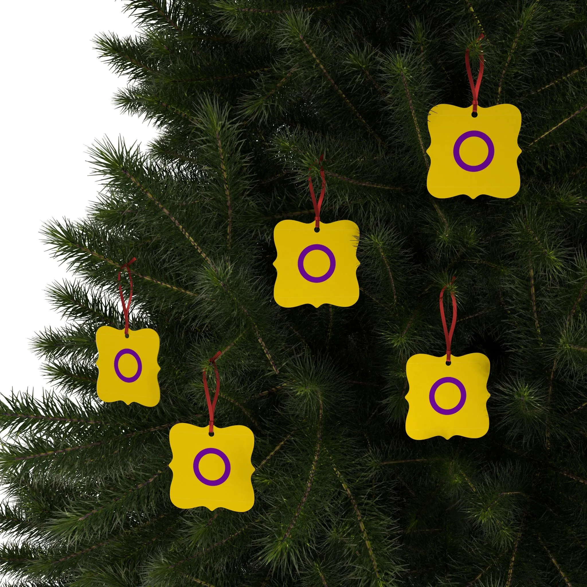 Intersex Pride Aluminum Ornaments - Vibrant & Reflective Holiday Decor