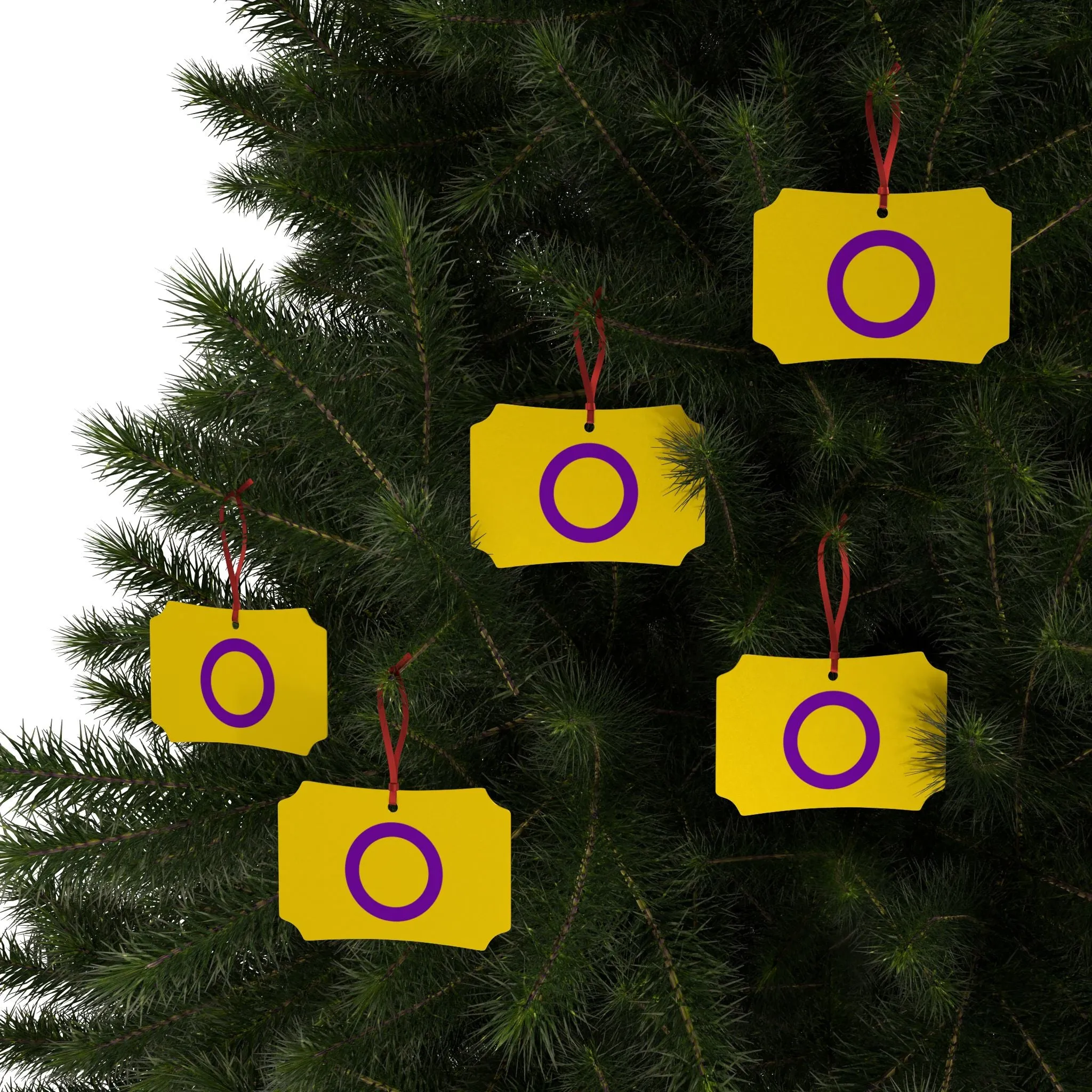 Intersex Pride Aluminum Ornaments - Vibrant & Reflective Holiday Decor