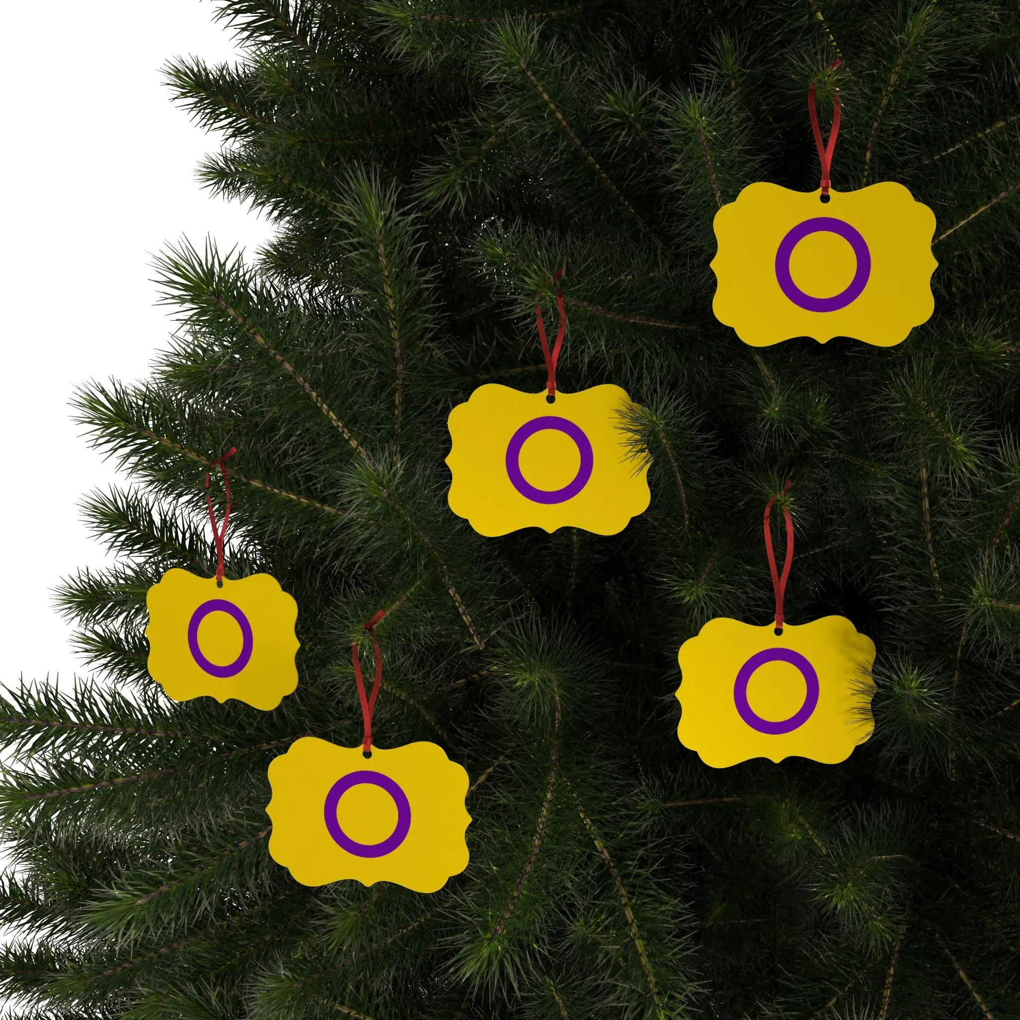 Intersex Pride Aluminum Ornaments - Vibrant & Reflective Holiday Decor