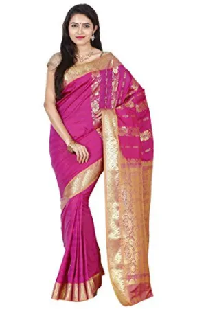 Kanchipuram silk saree Sumanjali Pattu Saree Handloom (SBB002 DEEP PINK)