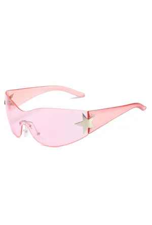 Light Pink Y2K Star Glasses